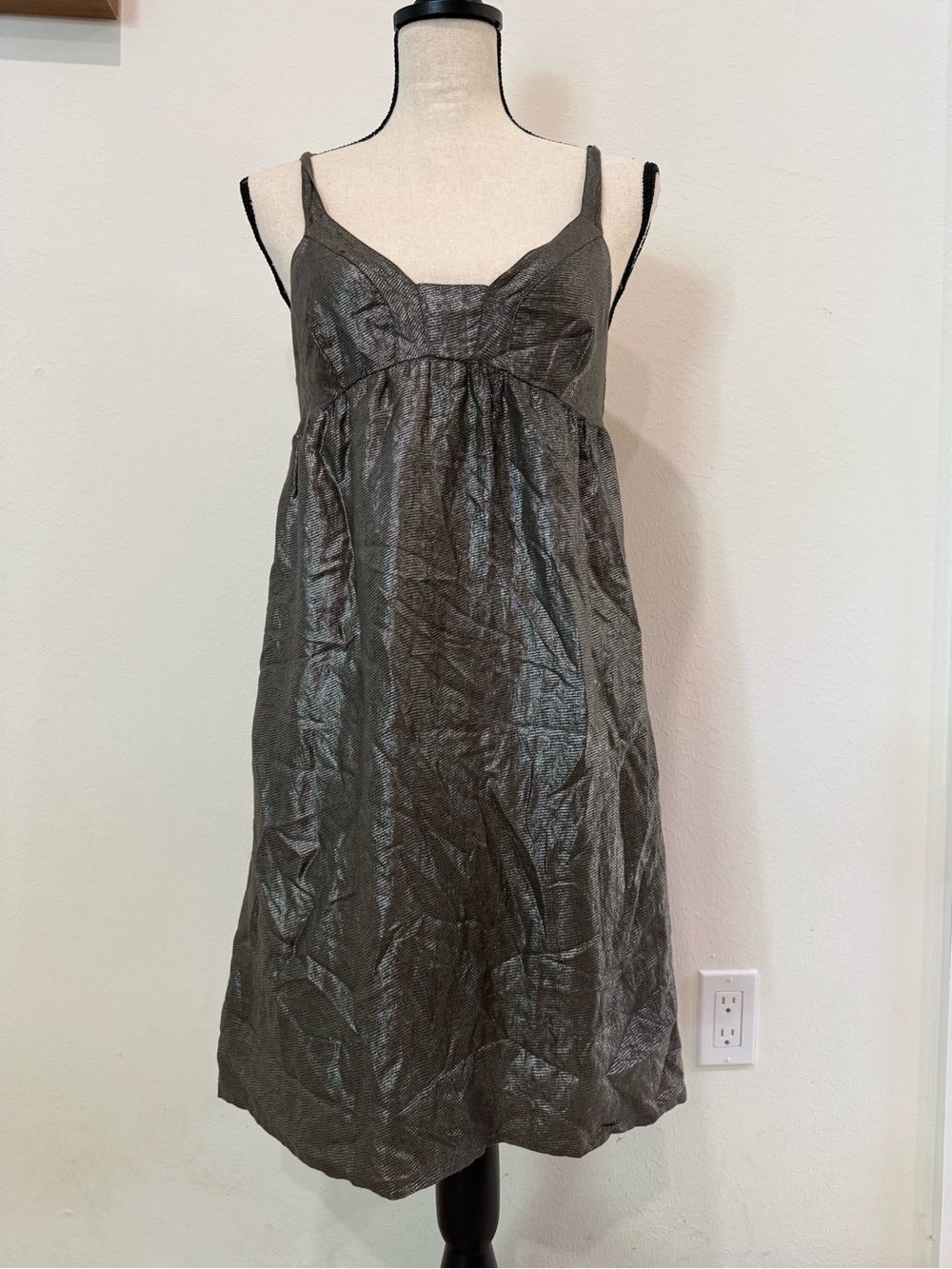 Graham & Spencer Silk Cotton Metallic Babydoll Dress Size M Made in USA